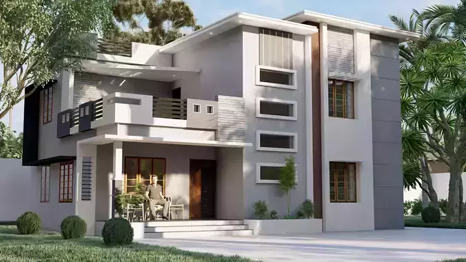 Two storeyed building 3D model 3D model