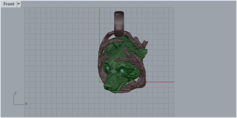 pendant wolf 3D print model_33