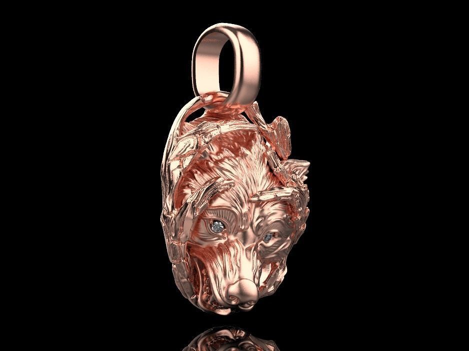 pendant wolf 3D print model_24