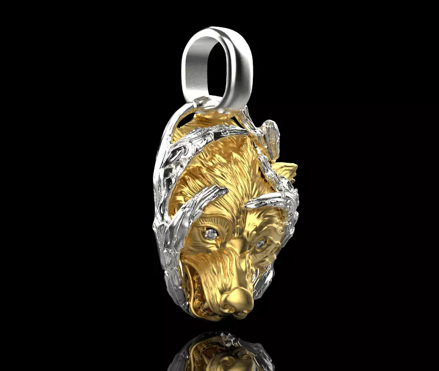 pendant wolf 3D print model_0