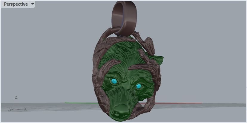 pendant wolf 3D print model_35