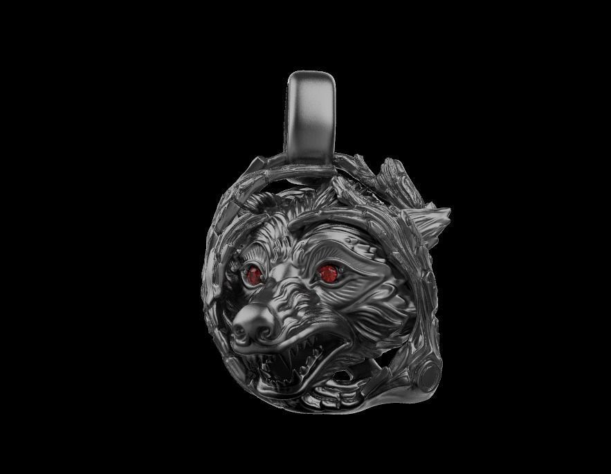 pendant wolf 3D print model_30