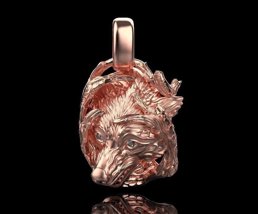 pendant wolf 3D print model_23