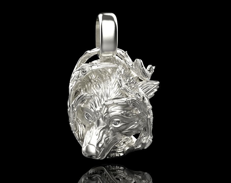 pendant wolf 3D print model_18