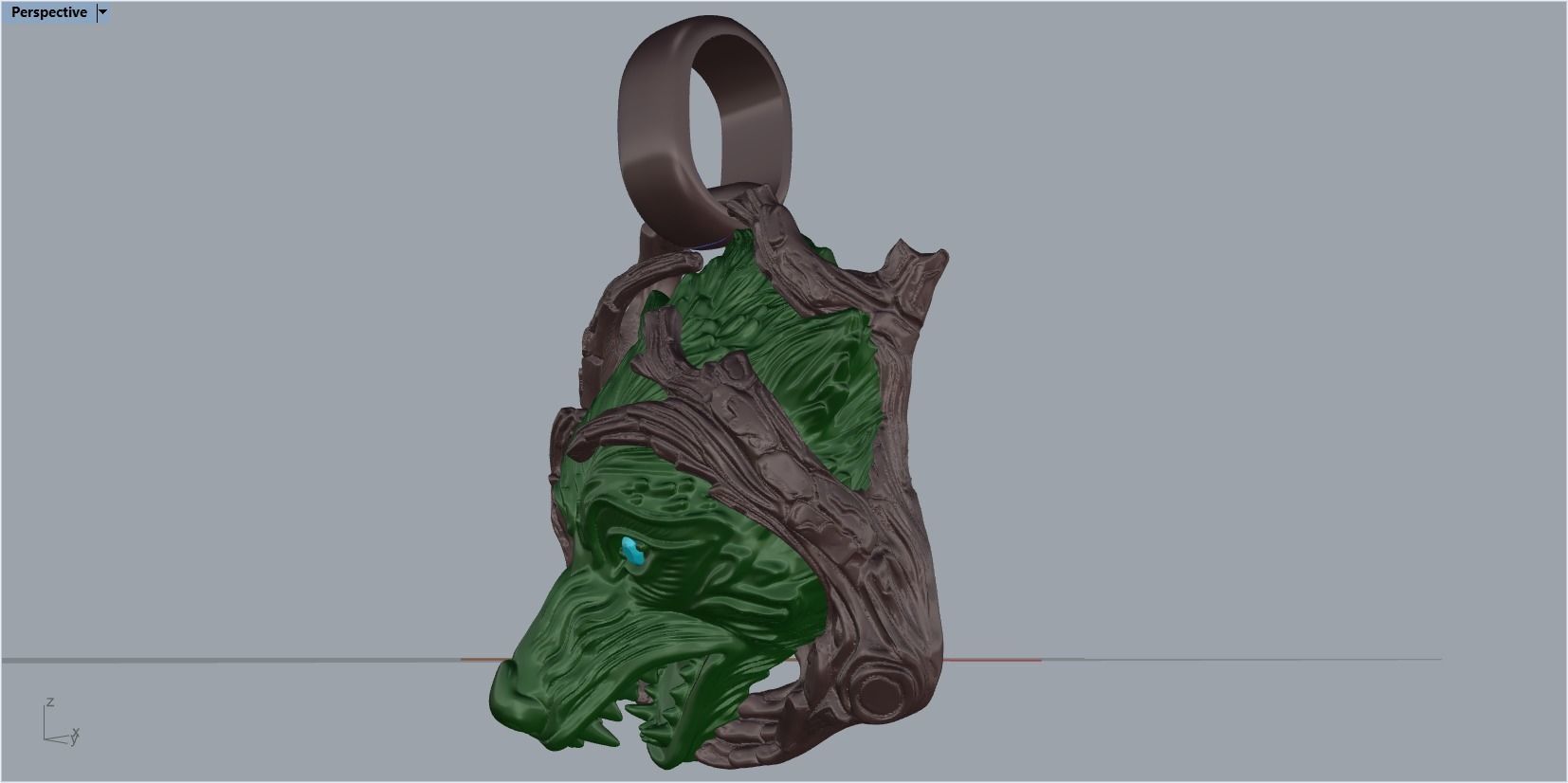 pendant wolf 3D print model_36