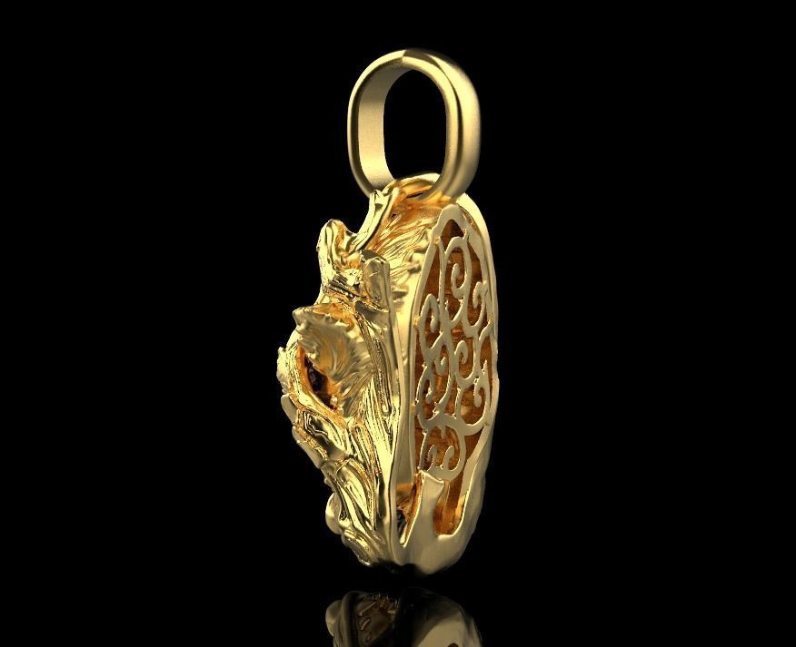 pendant wolf 3D print model_5