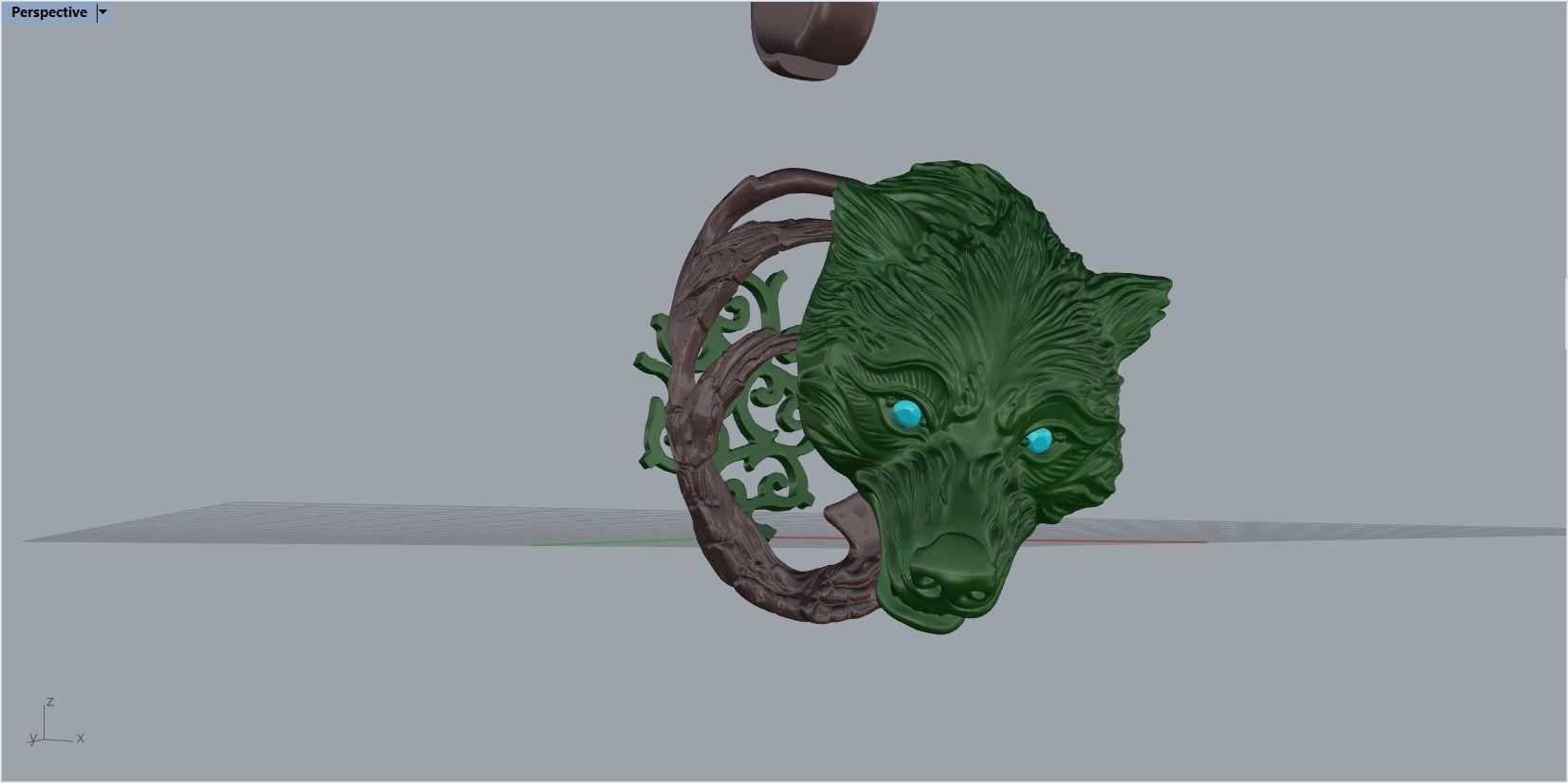 pendant wolf 3D print model_42