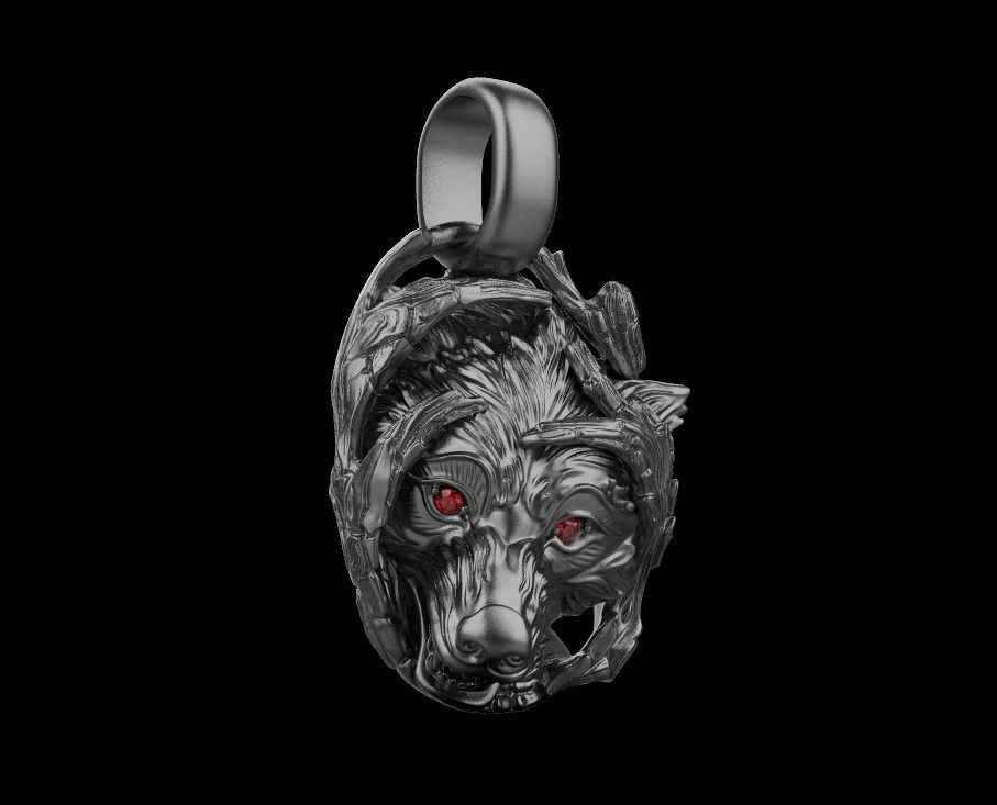 pendant wolf 3D print model_27