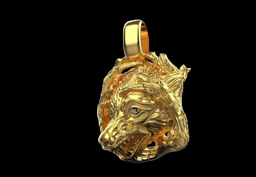 pendant wolf 3D print model_7