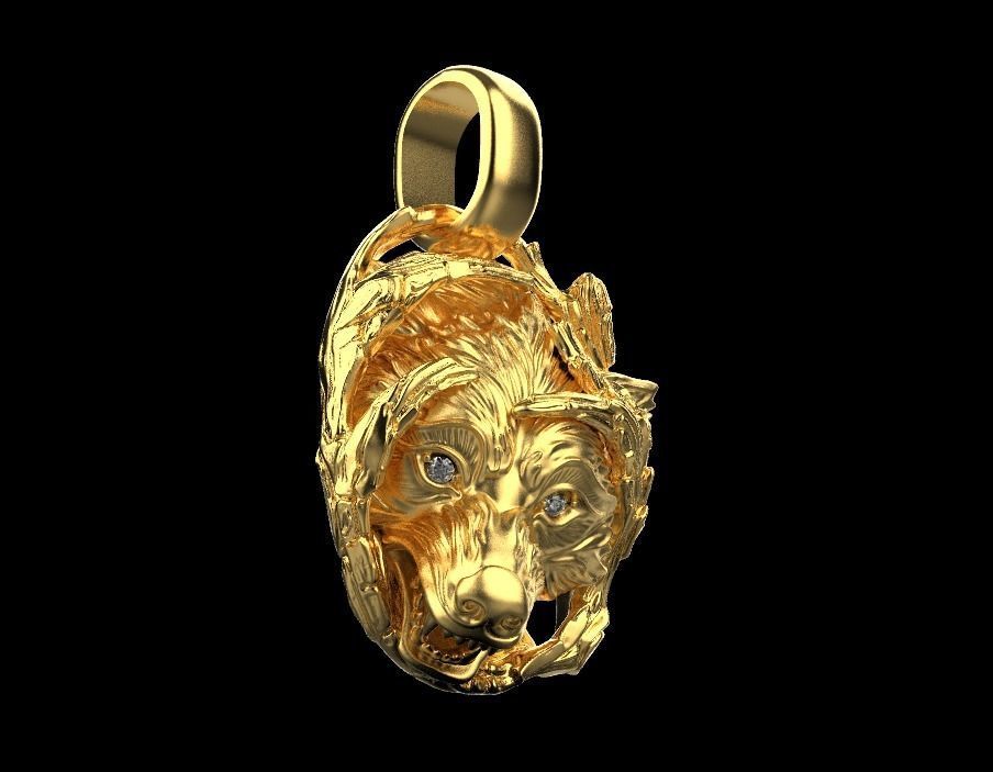 pendant wolf 3D print model_2