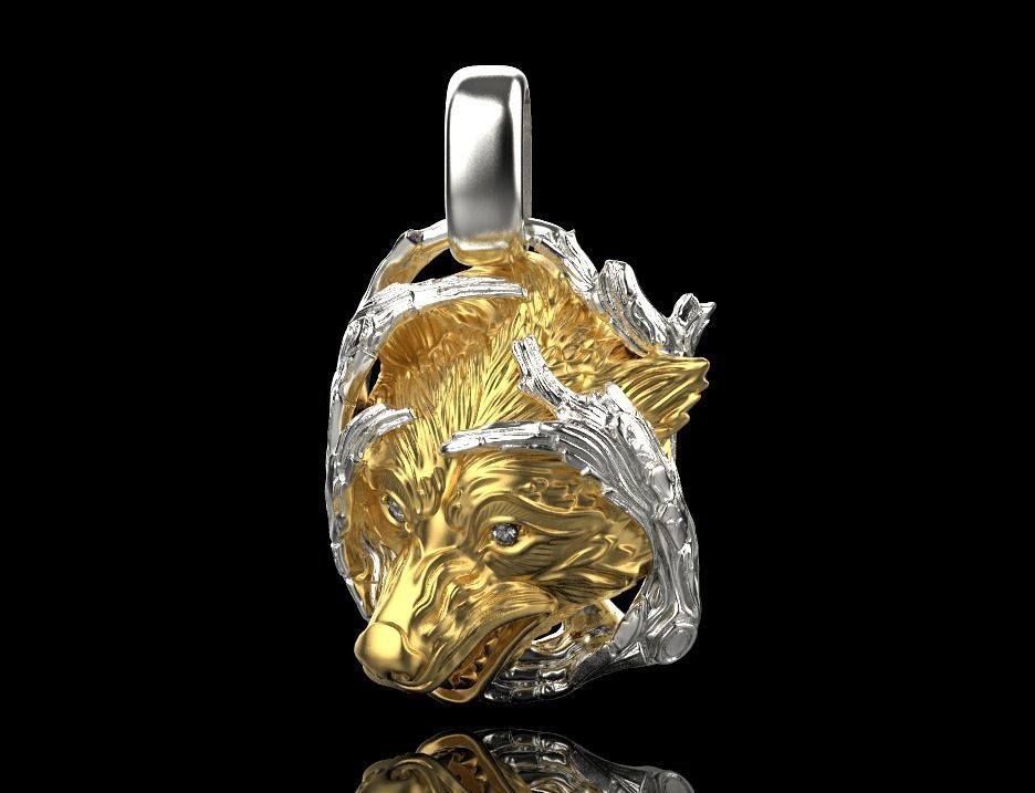pendant wolf 3D print model_15