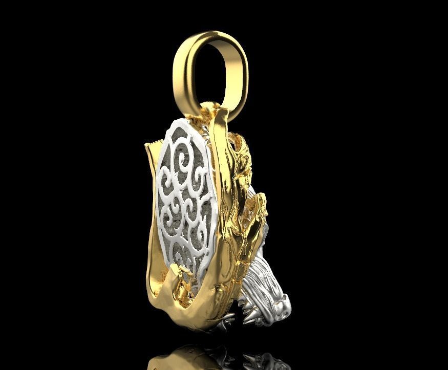 pendant wolf 3D print model_11