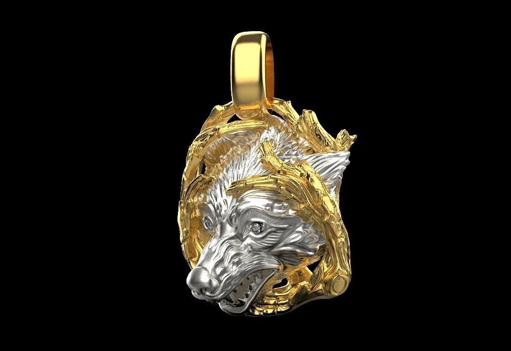 pendant wolf 3D print model_9