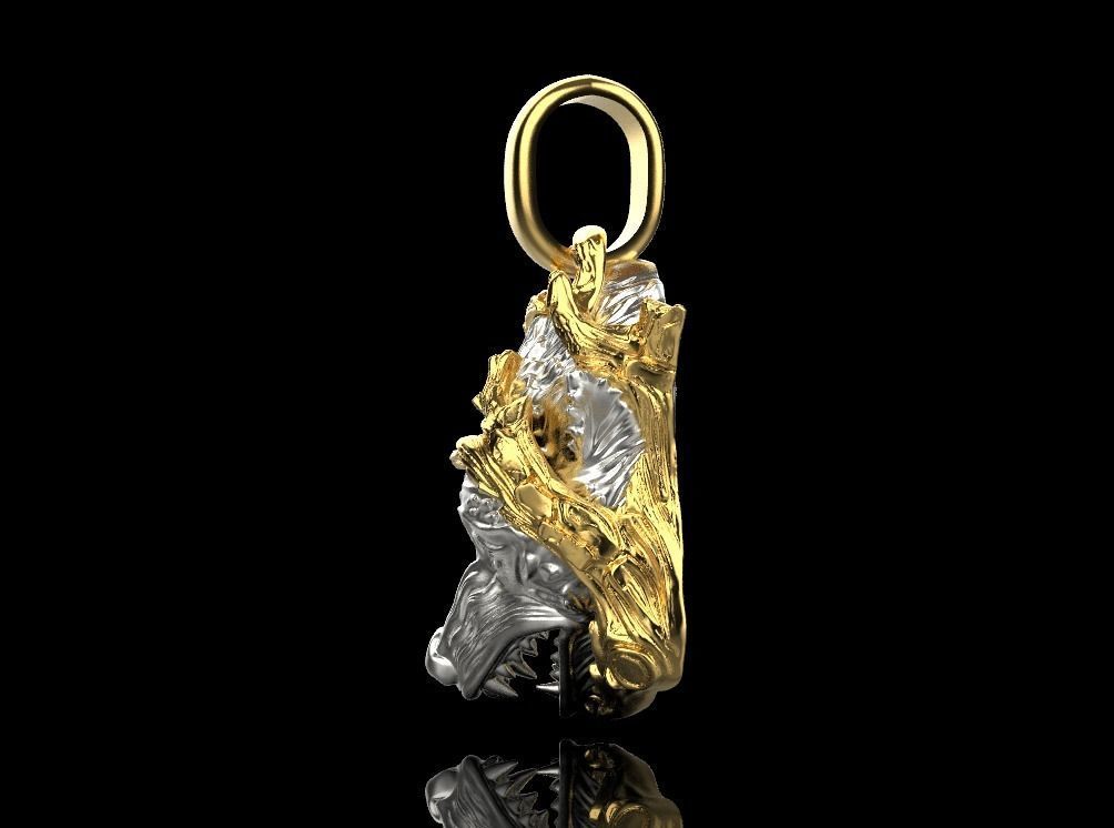 pendant wolf 3D print model_13