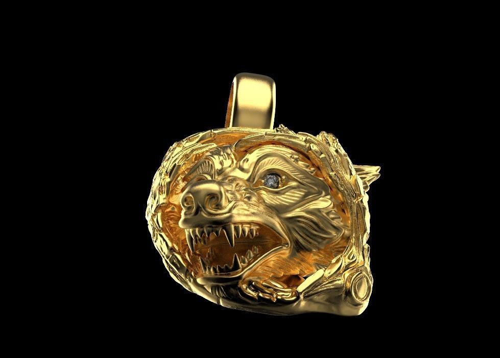 pendant wolf 3D print model_8