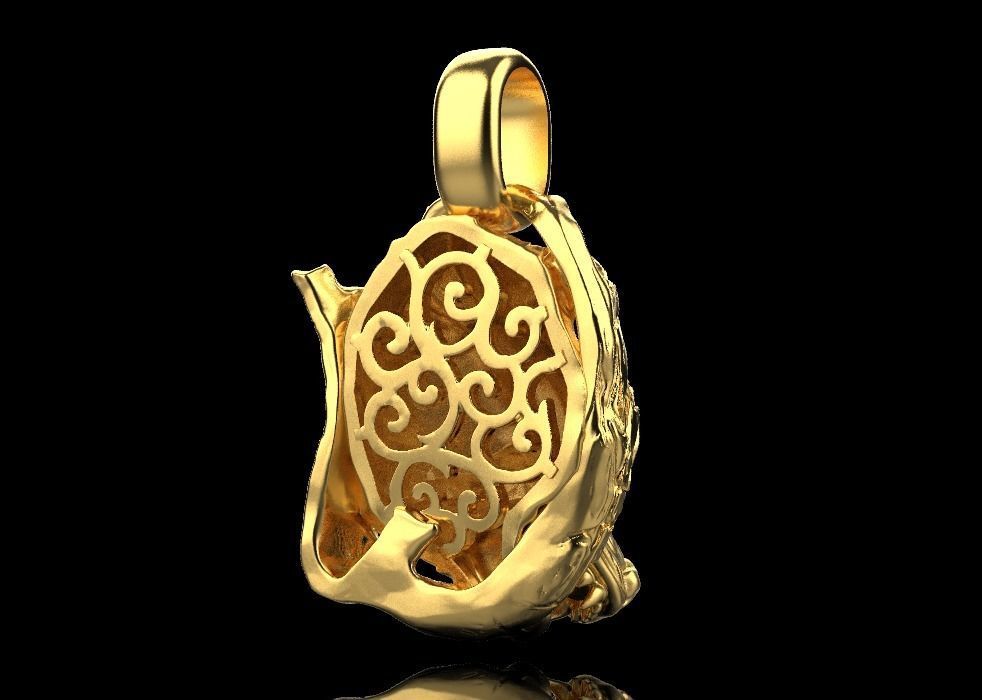 pendant wolf 3D print model_4