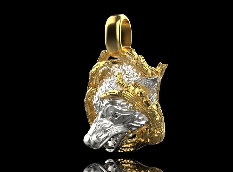 pendant wolf 3D print model_14