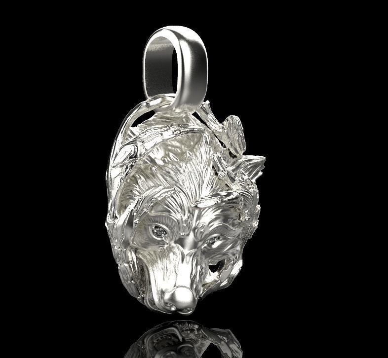 pendant wolf 3D print model_19