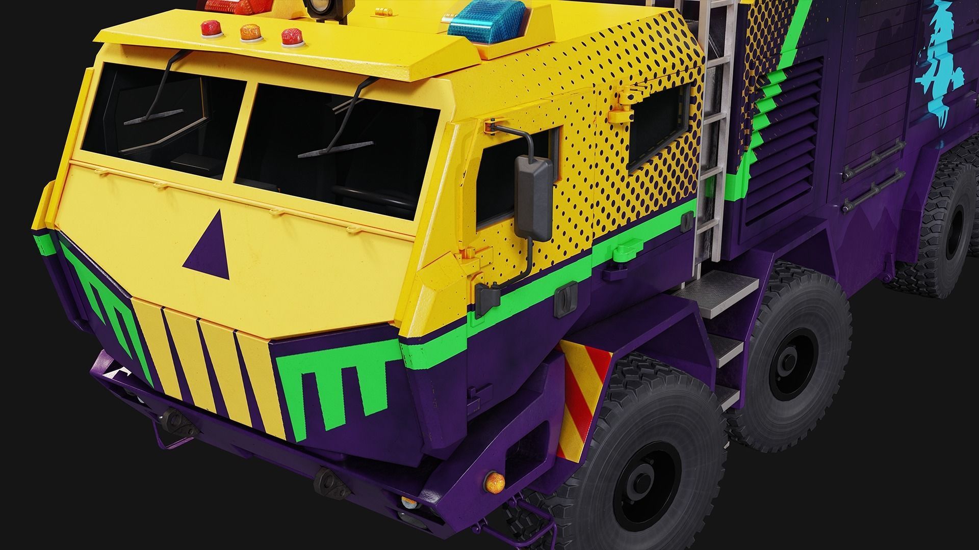 Fire Truck Low-poly 3D model_1