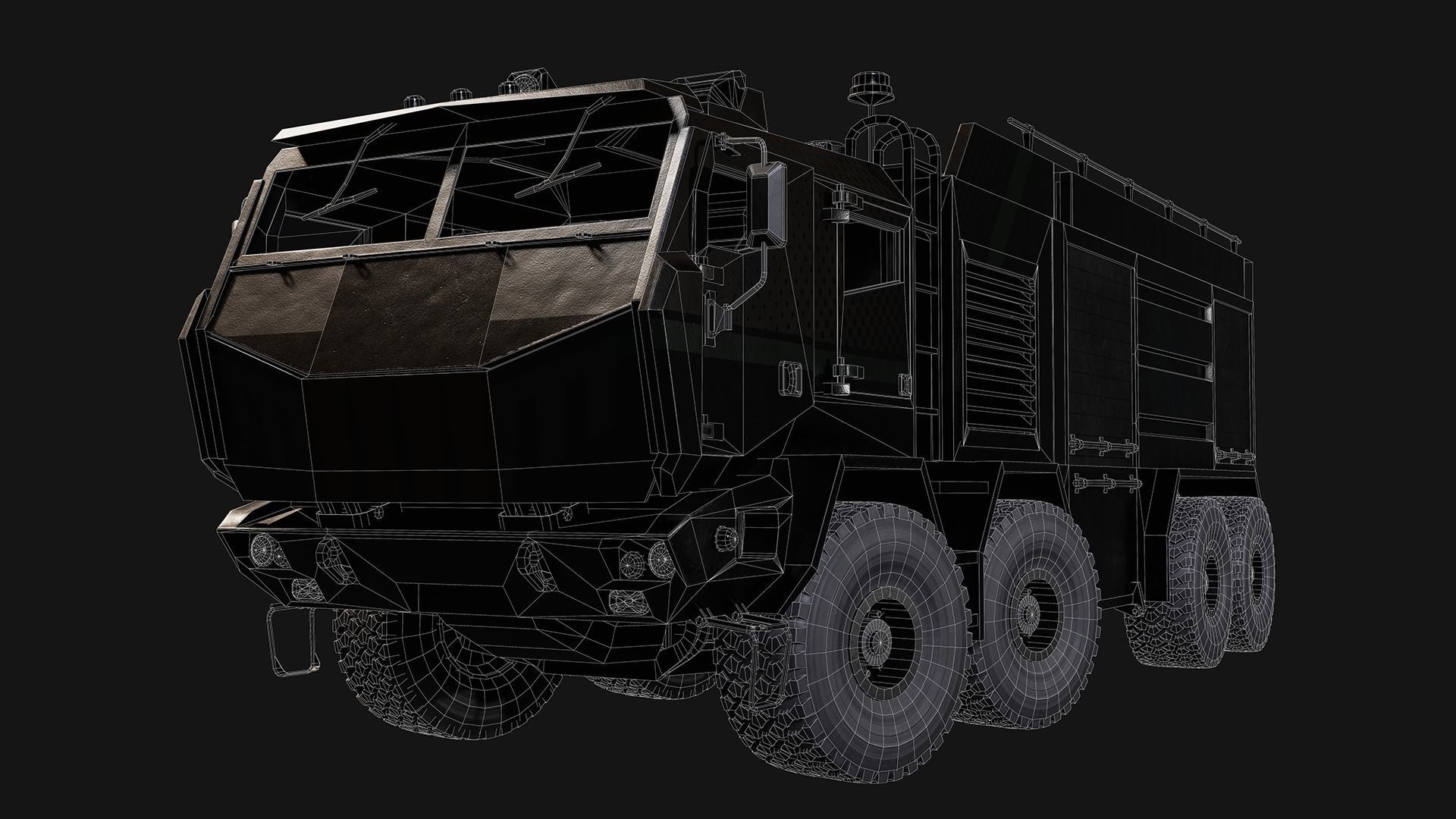 Fire Truck Low-poly 3D model_24