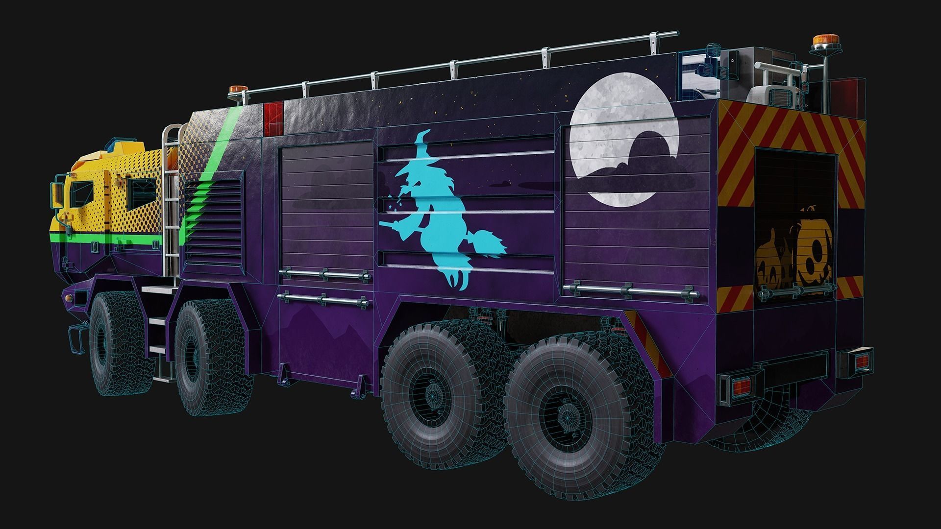 Fire Truck Low-poly 3D model_14