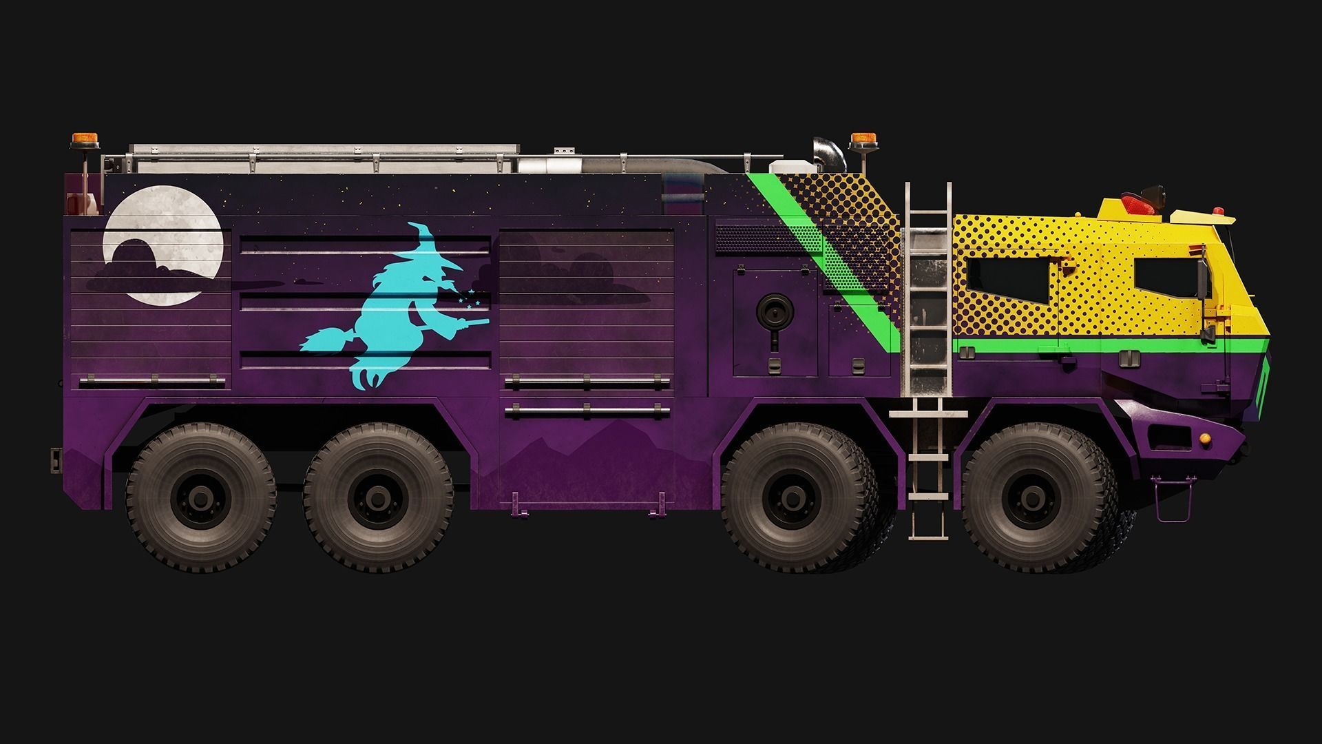 Fire Truck Low-poly 3D model_8