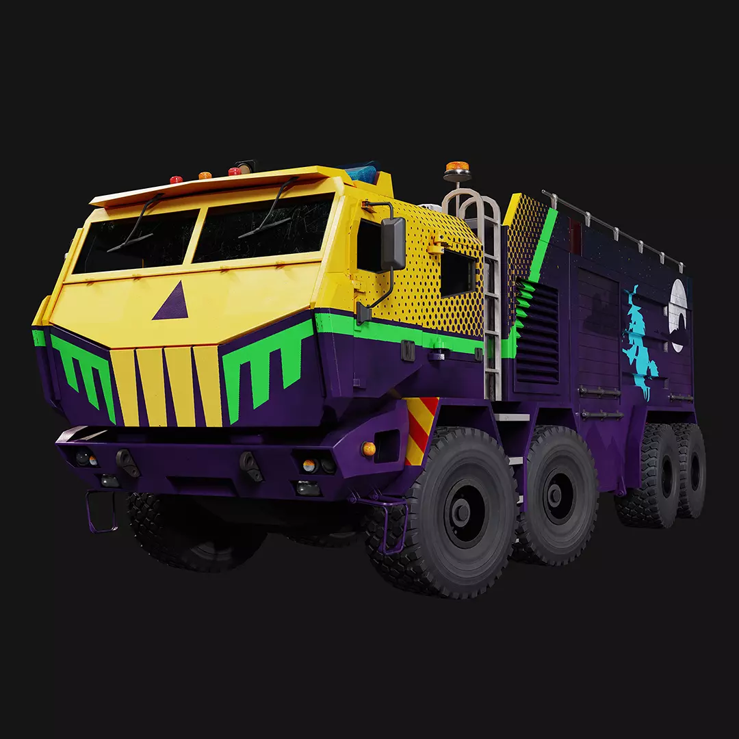 Fire Truck Low-poly 3D model_0