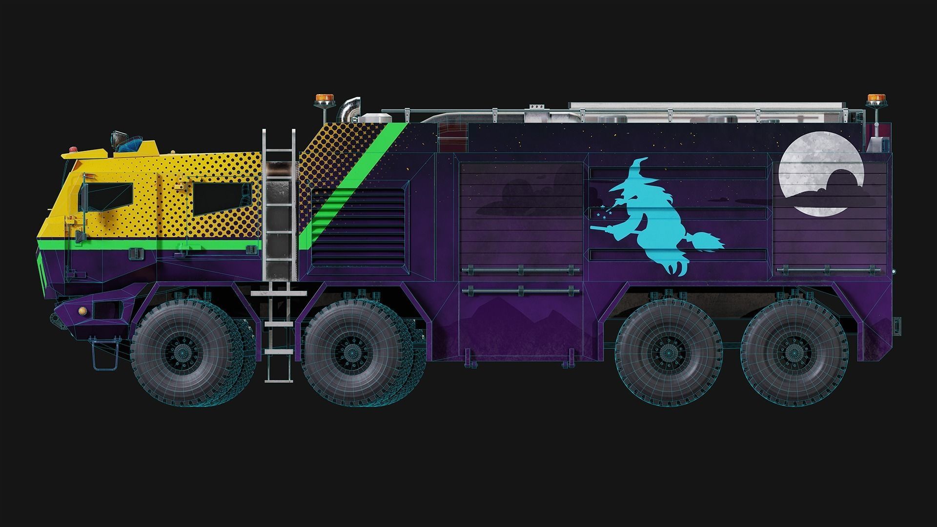 Fire Truck Low-poly 3D model_13