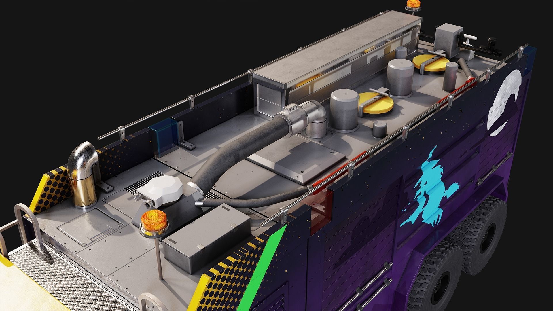 Fire Truck Low-poly 3D model_7