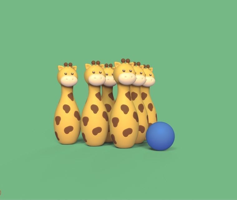 Giraffe Bowling 3D print model_1