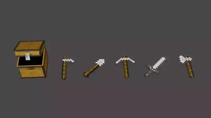 MINECRAFT IRON TOOL PACK 3D MODEL