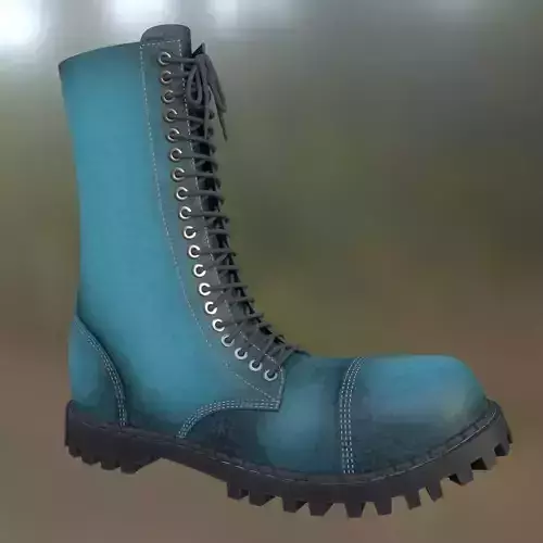 Steel Boots Blue Cyan Low-poly 3D model