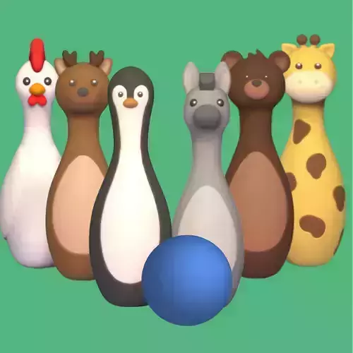 Cute Animal Bowling 3D print model