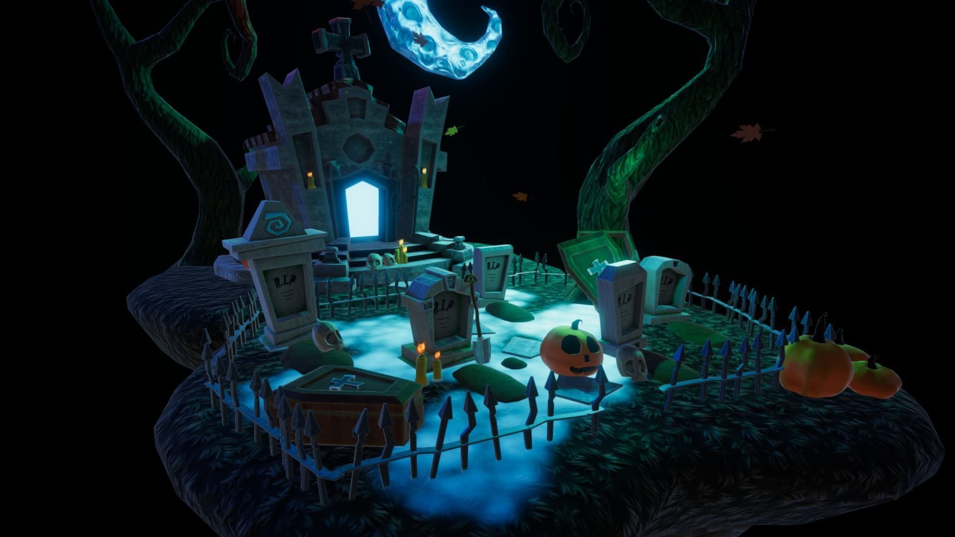 Halloween spooky Low poly Game ready assets Unity Low-poly 3D model_2