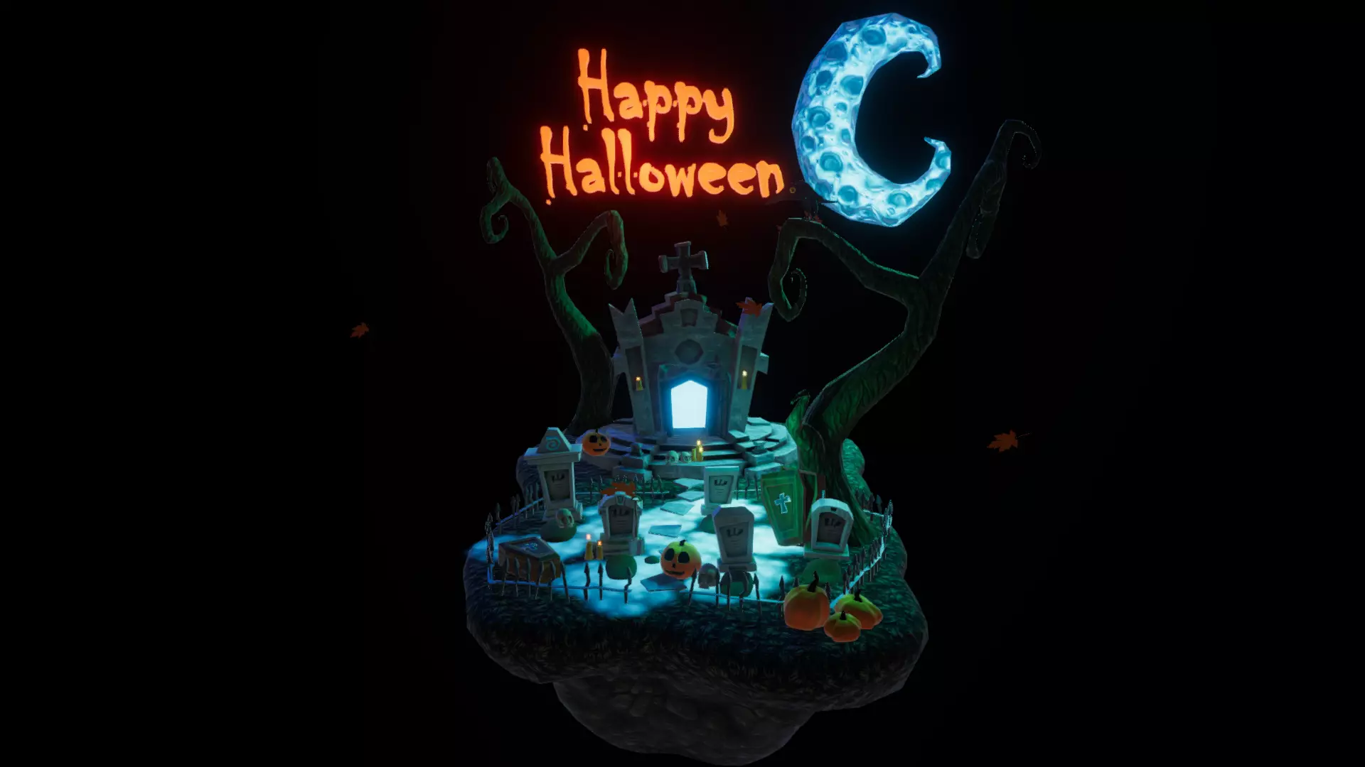Halloween spooky Low poly Game ready assets Unity Low-poly 3D model_0