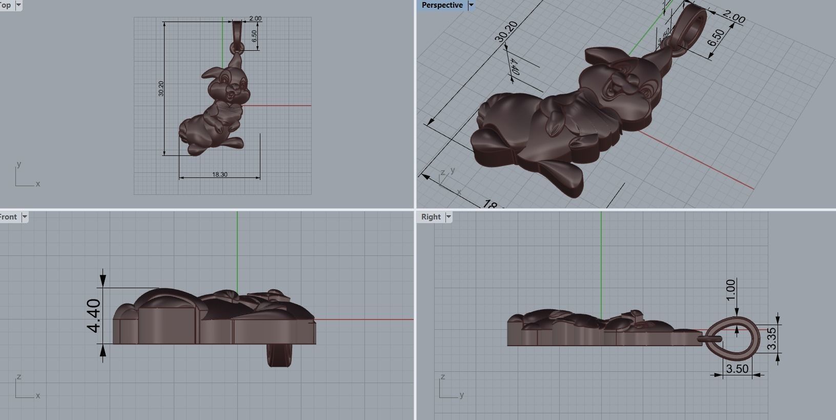 pendant bunny 3D print model_1