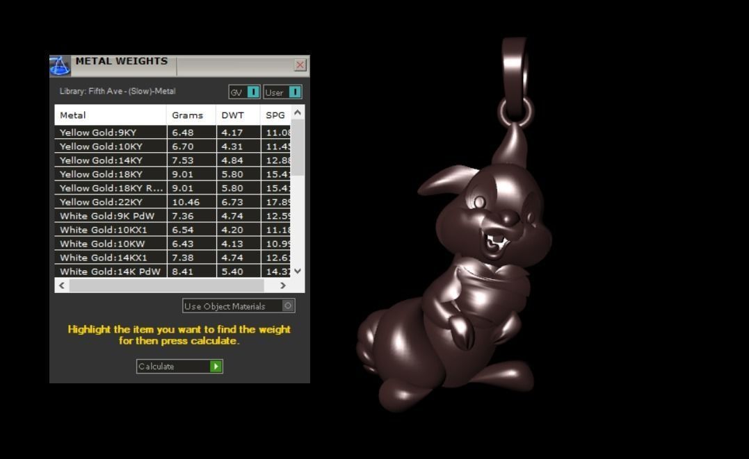 pendant bunny 3D print model_2