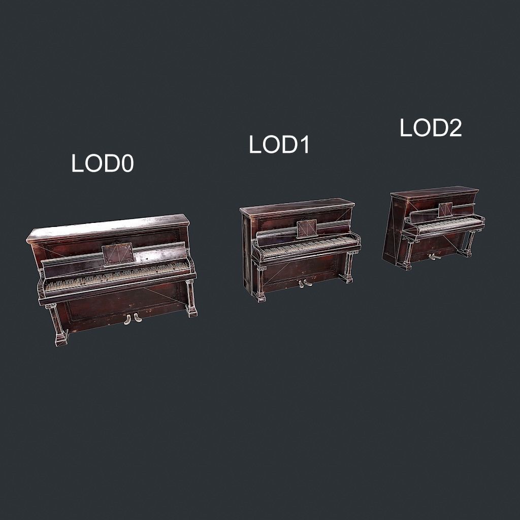 Old Vintage Piano v1 Low-poly 3D model_19