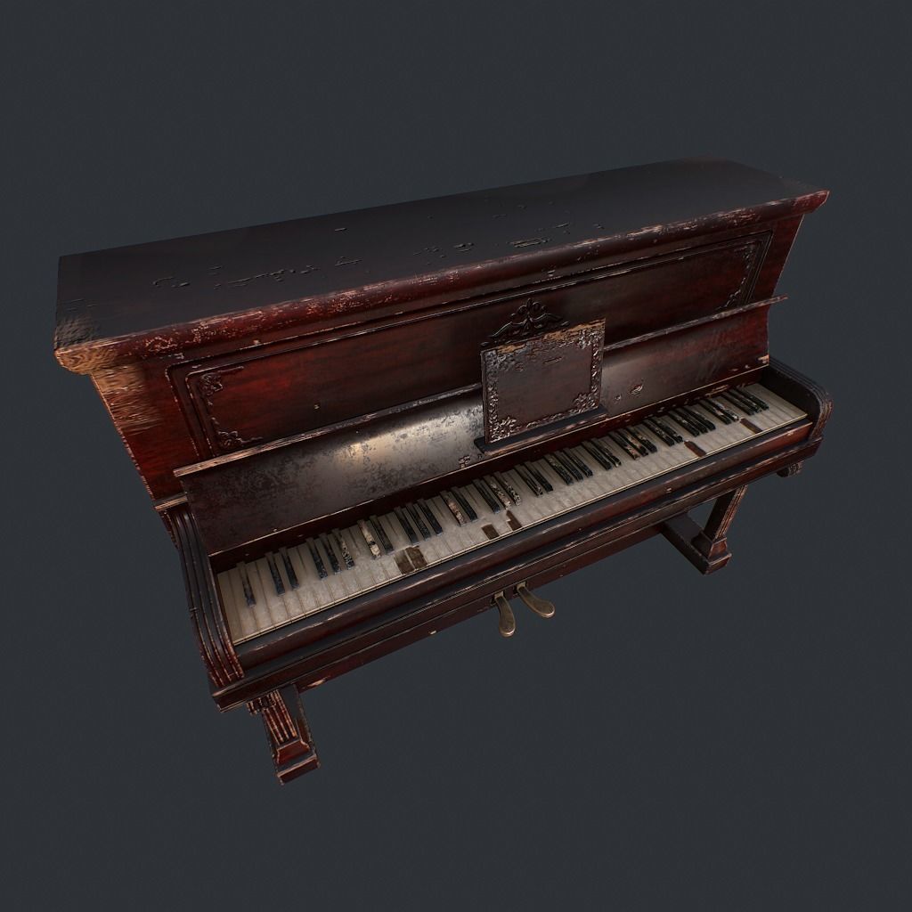 Old Vintage Piano v1 Low-poly 3D model_5