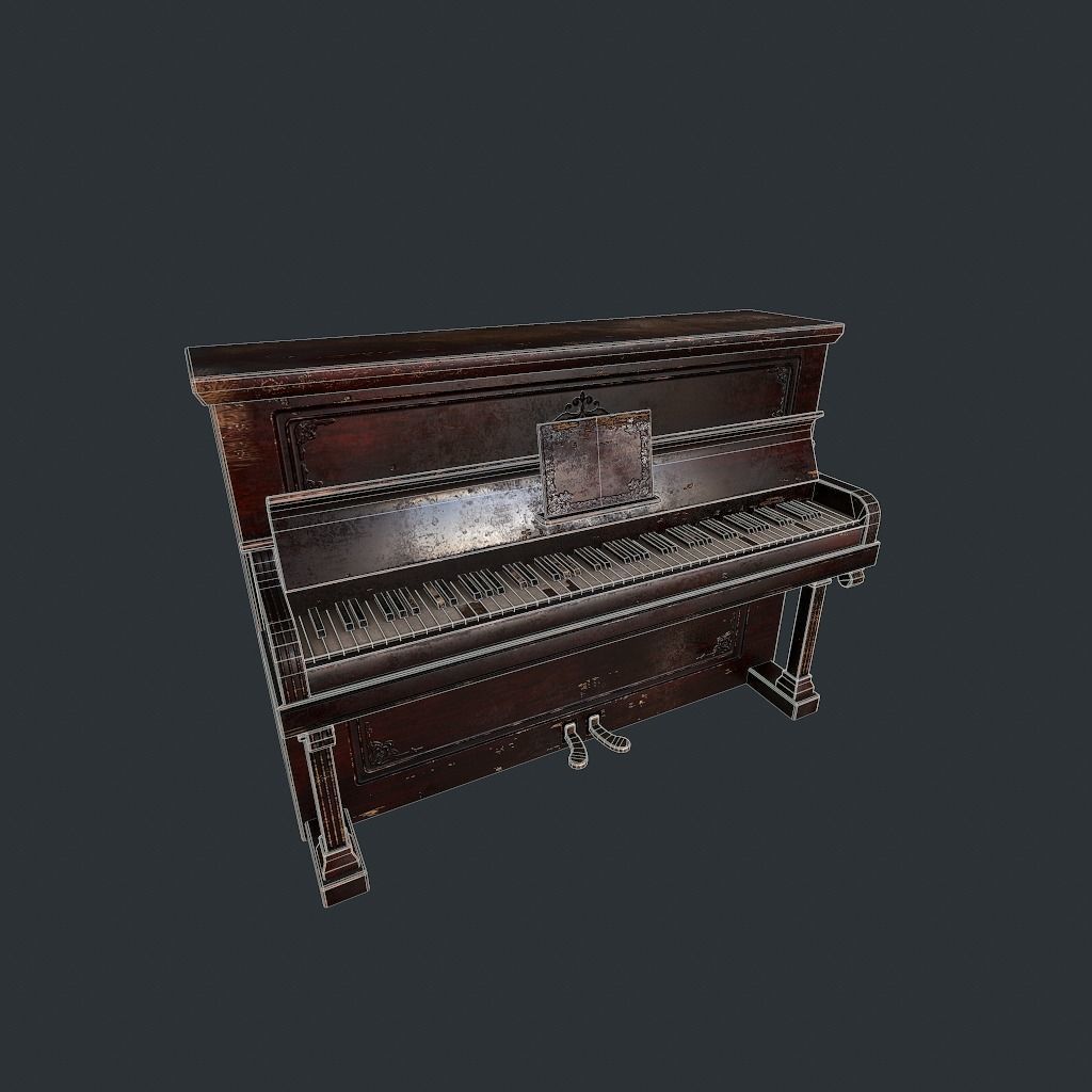 Old Vintage Piano v1 Low-poly 3D model_17