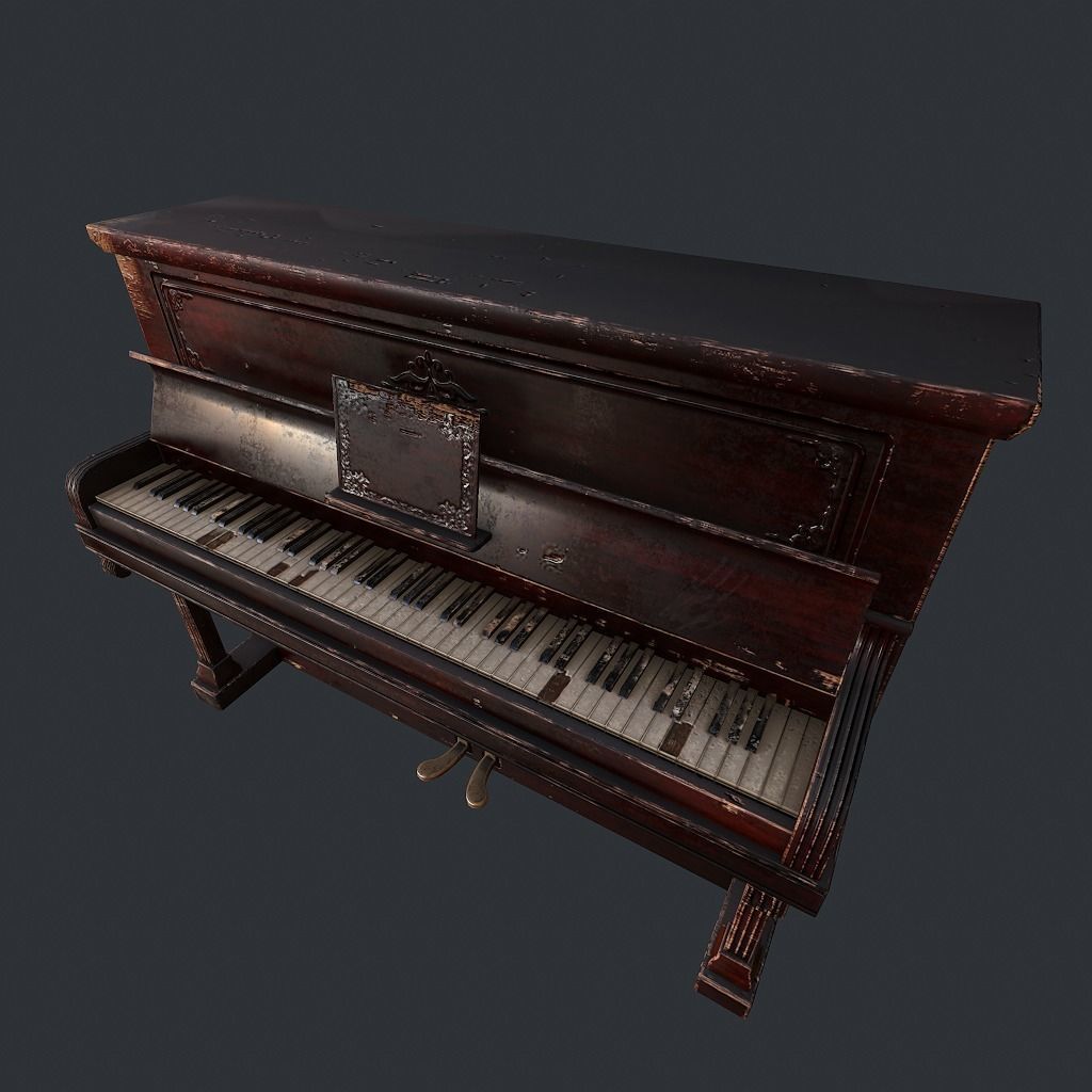 Old Vintage Piano v1 Low-poly 3D model_16