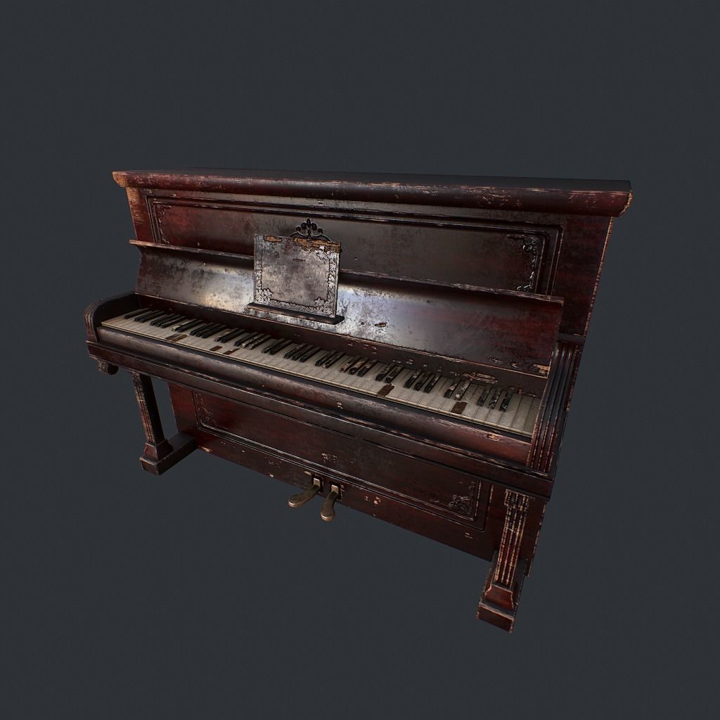 Old Vintage Piano v1 Low-poly 3D model_2