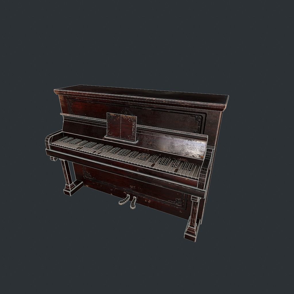 Old Vintage Piano v1 Low-poly 3D model_18