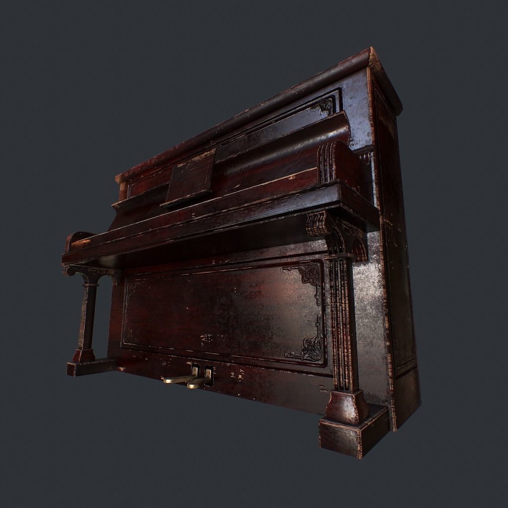 Old Vintage Piano v1 Low-poly 3D model_10