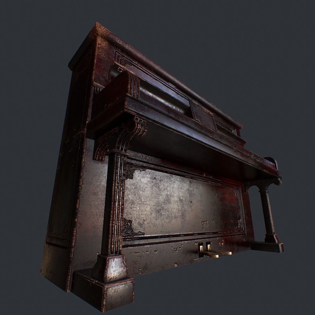 Old Vintage Piano v1 Low-poly 3D model_7