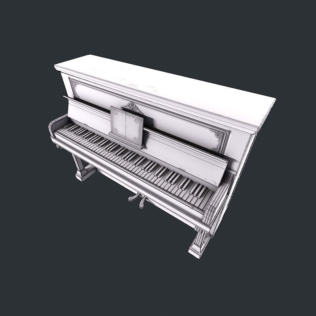 Old Vintage Piano v1 Low-poly 3D model_23