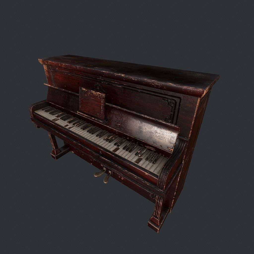 Old Vintage Piano v1 Low-poly 3D model_4
