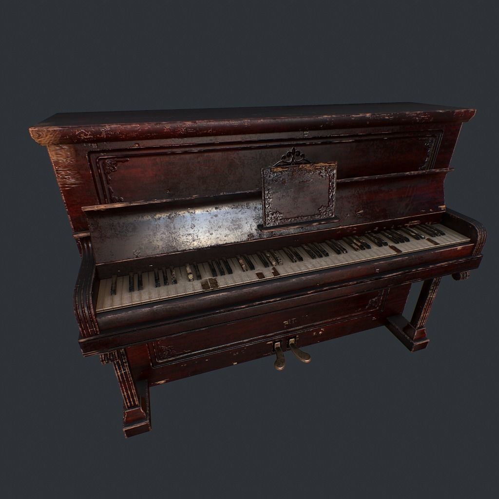 Old Vintage Piano v1 Low-poly 3D model_11
