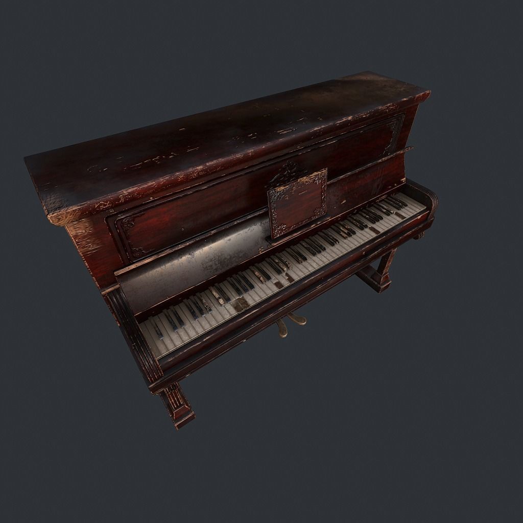 Old Vintage Piano v1 Low-poly 3D model_3