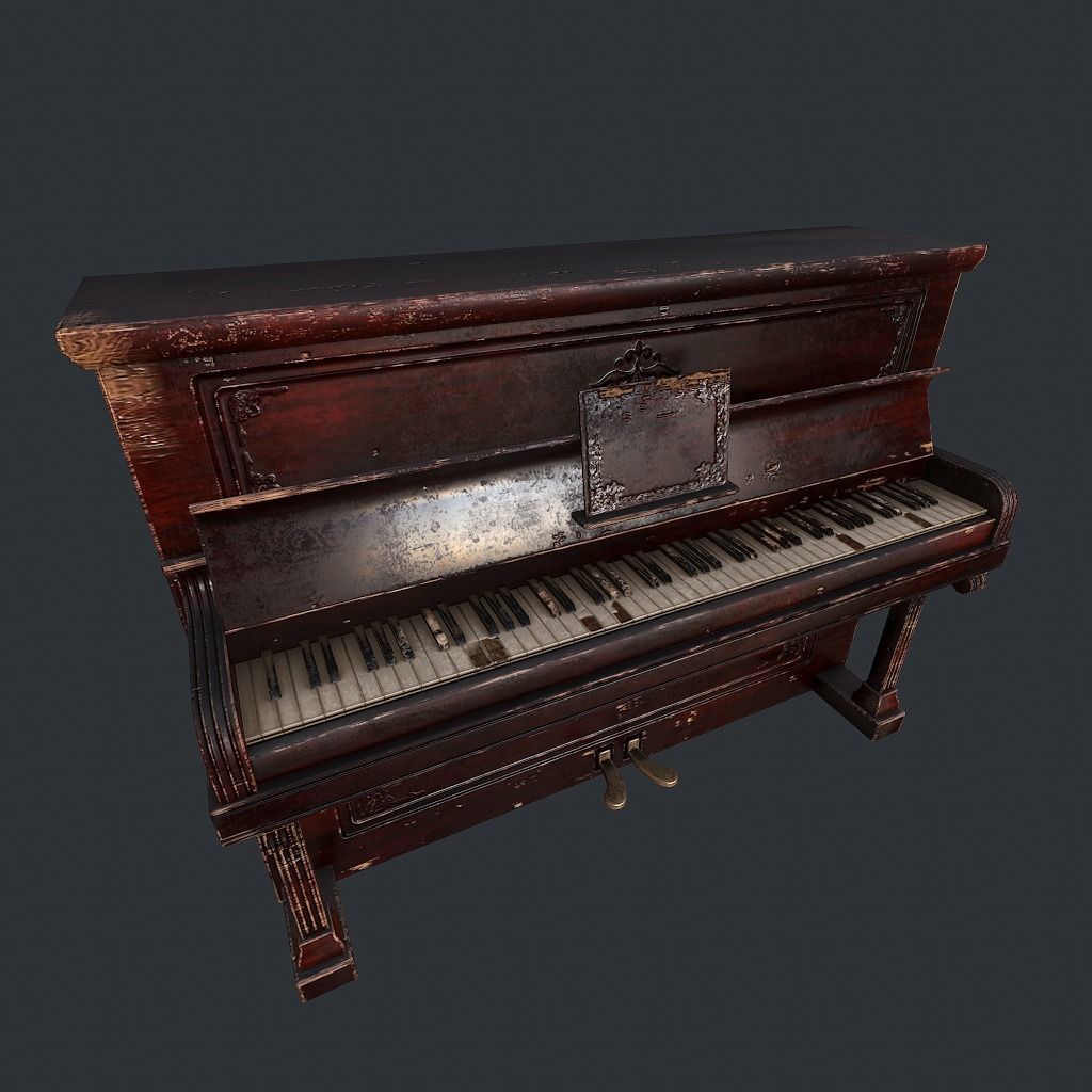 Old Vintage Piano v1 Low-poly 3D model_15